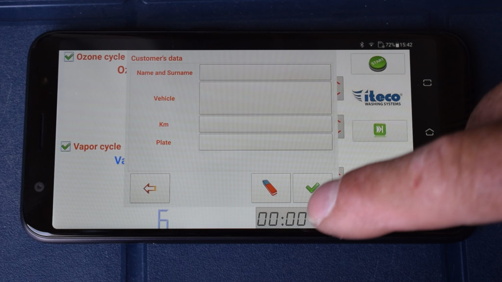 Ozone - Smartphone app avvio ciclo di sanificazione